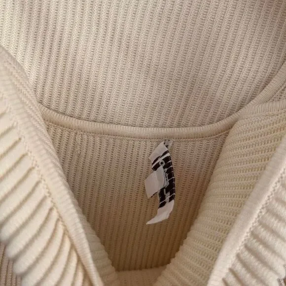 Restyled Cream Ribbed Knit Layered Bodysuit + Half Sweater Set – Size 6 / M 🤍✨ - Picture 7 of 8